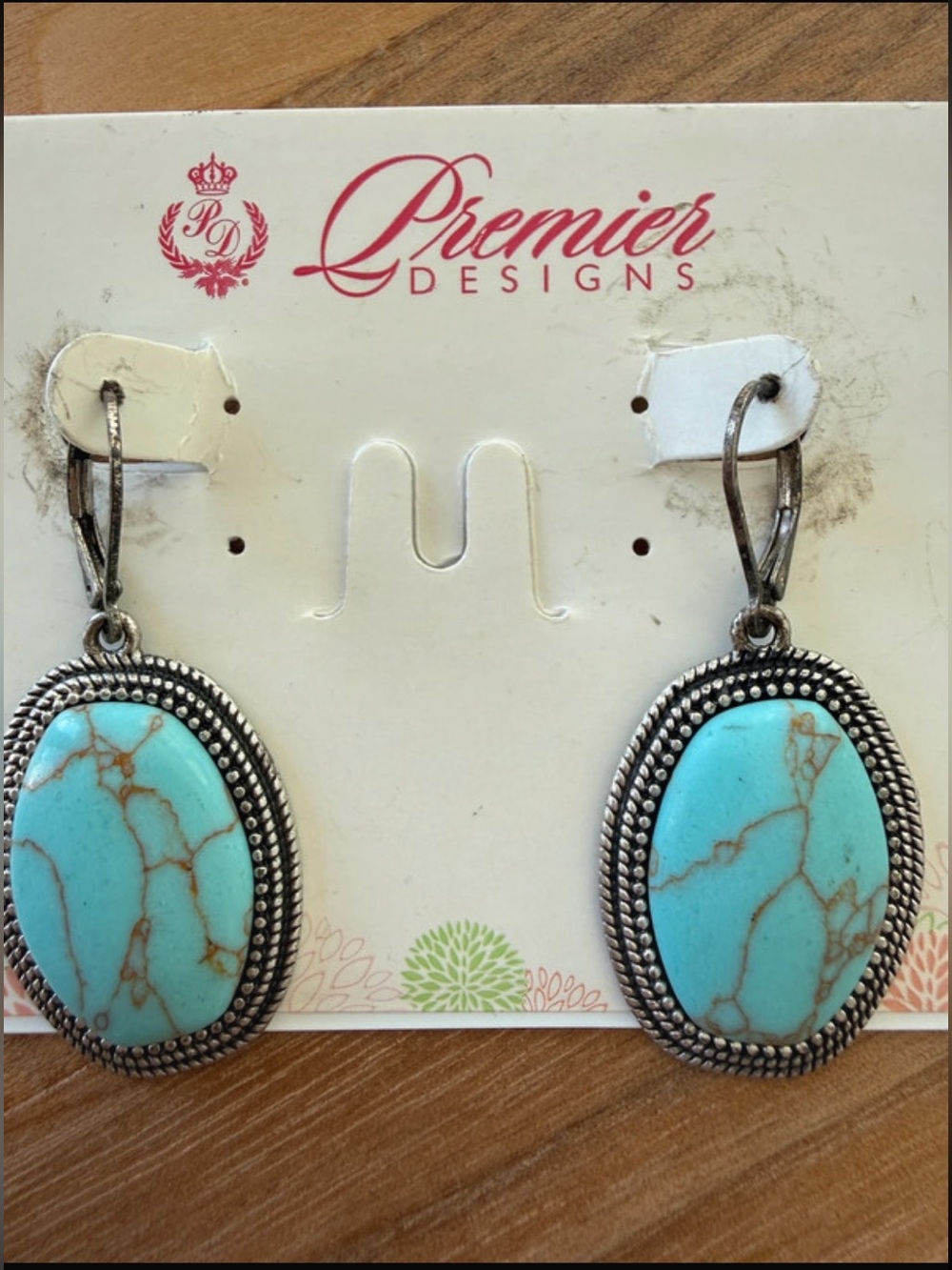 Premier Designs Turquoise Oval Drop Earrings